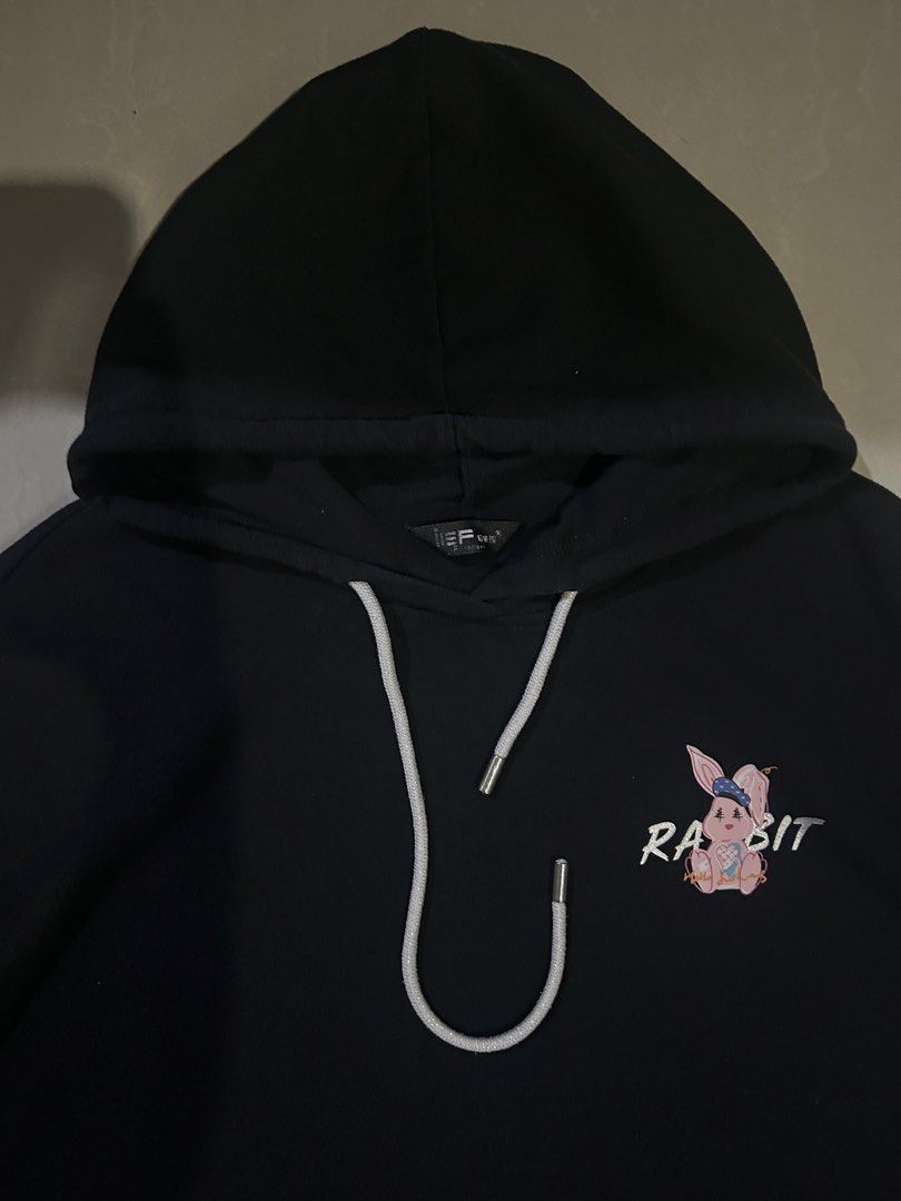 Black Short Sleeve Rabbit Graphic Hoodie (Category: Hoodies) located in San Fernando. Submitted by thrift_lang_ni_kim (Listing ID 1470313983, Image 2). Description: ⬇️ DETAILS ⬇️ Black Short Sleeve Rabbit Graphic Hoodie DIMENSIONS (INCHES) Width:22 Length:28 Best fit: L Color rate:9/10 Condition/Issue:Good condi Mine: ₱250 Minimum increment: ₱50 Already washed and ready to wear. 📌 Please check all photos carefully for any flaws or issues. All no