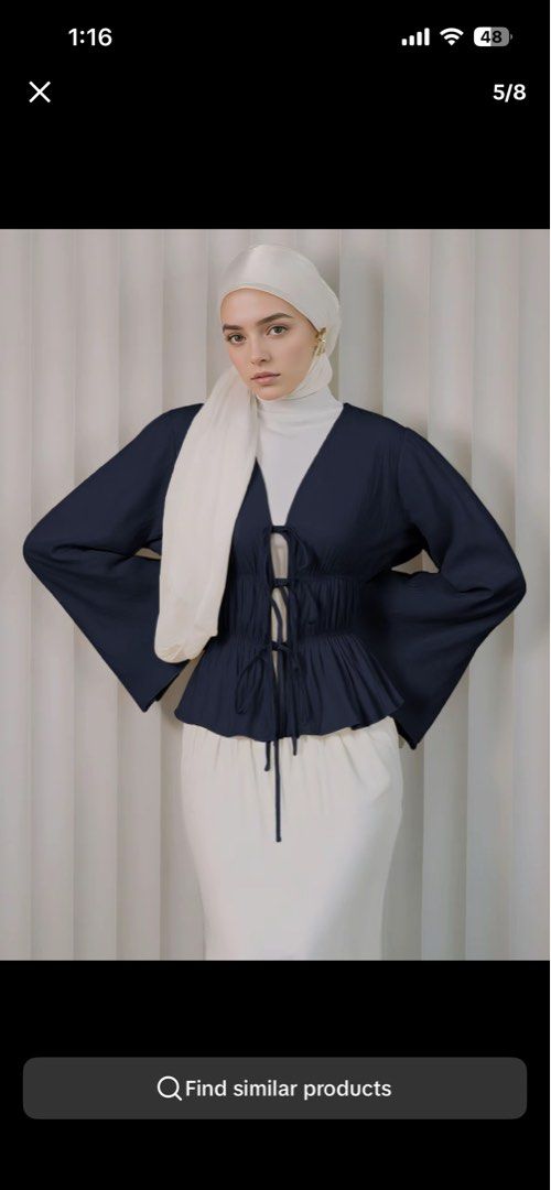 blouse (Category: Blouses) located in Teluk Intan. Submitted by syifanatasha (Listing ID 1470190820, Image 3). Description: preloved 🤍 colour : navy blue anything dm! postage rm8 nak .