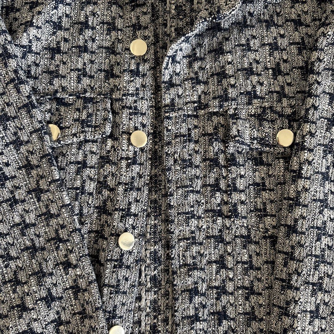 Blue Tweed Button-Up Jacket (Category: Coats, Jackets and Outerwear) located in Pasig City. Submitted by _jinwifeu_ (Listing ID 1470221317, Image 3). Description: 📏 fits medium to large 📍 ortigas, pasig 💸 maribank,bdo, gcash, maya 🚚 same day delivery (lalamove, grab etc).