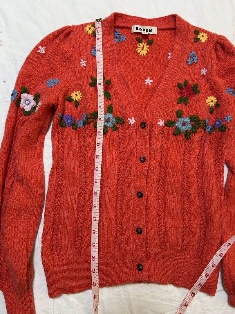 Boden Knitted Red Sweater size Small womens preloved (Category: Coats, Jackets and Outerwear) located in Taguig. Submitted by ramsthrift (Listing ID 1470167796, Image 3). Description: Boden Red Knitted Sweater size Small womens preloved * guaranteed authentic * condition: 8.5/10 * color rate: 9/10 * dimes: 15in x 21in.