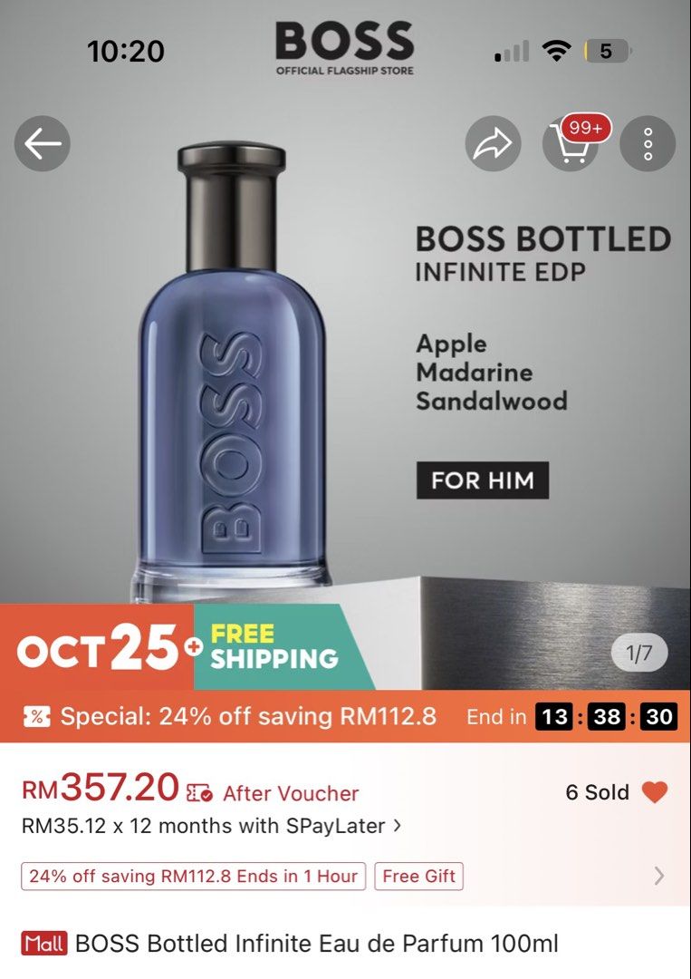 Makeup Infinite BOSS Bottled Infinite Eau de Parfum 100ml, Beauty & Personal Care ...