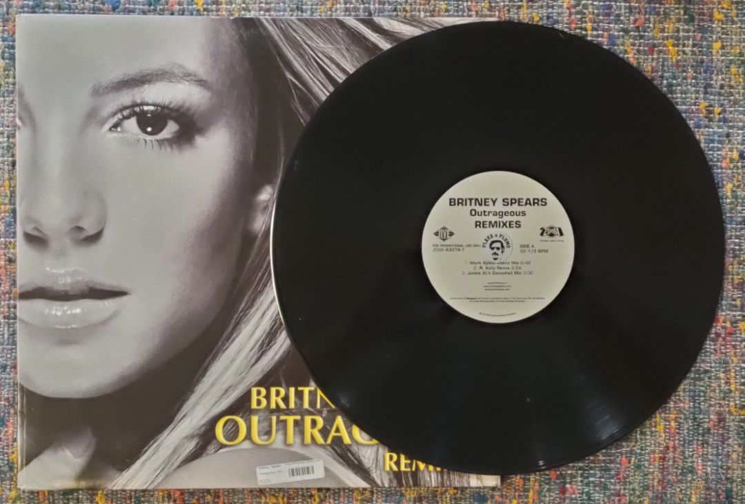 Britney Spears - Outrageous (Remixes) 12" Vinyl Record (Category: Vinyls) located in Quezon City. Submitted by plaka.o.plomo (Listing ID 1470226377, Image 3). Description: Artist(s) : Britney Spears Song(s) : Outrageous (Remixes) Year : 2004 Media : VG+ Color : Black Sleeve : VG+ No. : 1x Vinyl Size : 12" RPM : 33 Country : US Catalog No. : JDAB-63276-1 Tracklist : - Side A 1. Murk Space Miami Mix 6:48 2. R. Kelly Remix 3:24 3. Junkie XL's Danceh