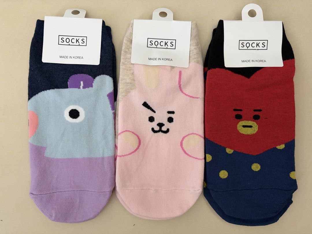 BT21 Socks (Category: Socks & Tights) located in Pasig City. Submitted by jrrhs (Listing ID 1470201746, Image 1). Description: PHP 150 each pair.