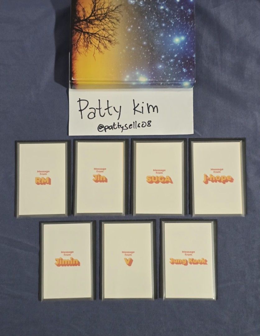 BTS Butter Full Set Message Card (Category: K-Wave Merchandise) located in Manila. Submitted by pattysells08 (Listing ID 1470265069, Image 1). Description: - Complete set of 7 BTS message cards (RM, Jin, Suga, j-hope, Jimin, V, Jung Kook) - 100% authentic and well-kept - Perfect addition to any ARMY collection! - From my personal collection.