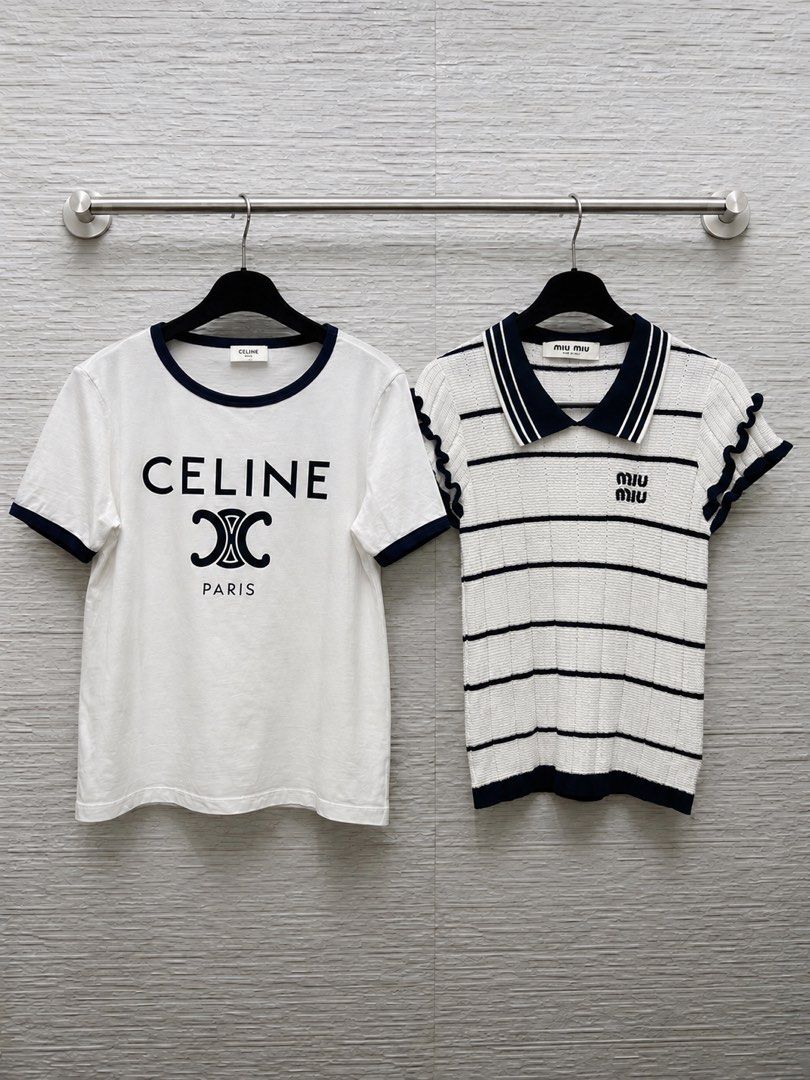 ⚜️Bundle - Celine & Miu miu shirt (Category: Luxury Apparel) located in Makati City. Submitted by 90sangel (Listing ID 1470203297, Image 1). Description: •Item: Celine shirt & Miu miu ❤︎₊ ⊹ •Size: Small-M frame •Condition: As new, no stains. .