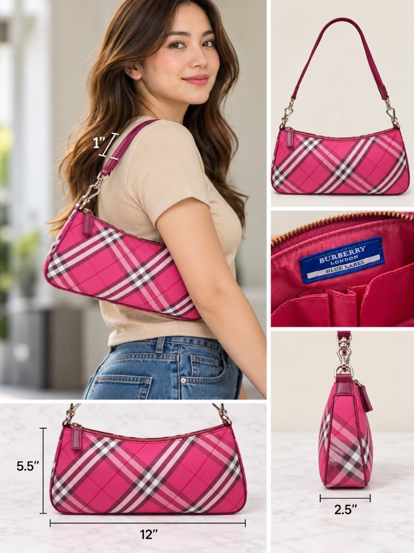 BURBERRY BLUE LABEL NOVA CHECK BAGUETTE BAG (Category: Shoulder Bags) located in Las Pinas. Submitted by annachiaonair2037 (Listing ID 1470144200, Image 1). Description: BURBERRY BLUE LABEL NOVA CHECK BAGUETTE BAG FROM JAPAN YKK ZIP NORMAL SIGB OF USAGE SA HARDWARE SEE PIC H 5.5" L 12" W 2.5" Disclaimer: I am not affiliated with, associated with, or authorized by any of the brands featured posted. Any mention of brand names, trademarks, or logos 