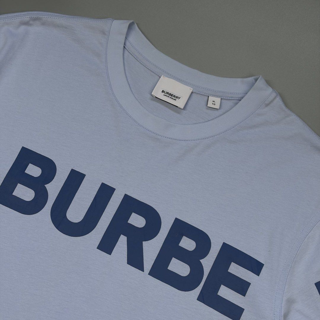 Burberry Horseferry (Authentic) (Category: Luxury Apparel) located in Cavite. Submitted by onebeancent (Listing ID 1470344854, Image 2). Description: Size: Large (Men) | XL to XXL (Women's) Dimension: 21" Width | 27" Length Color: Pale Blue Color Rate: 10/10 Issue: None Condition: Like new‼️ Price: 1,380php Additional Shipping Fee (J&T Small Pouch) 75php Luzon 100php visayas 120php mindanao.