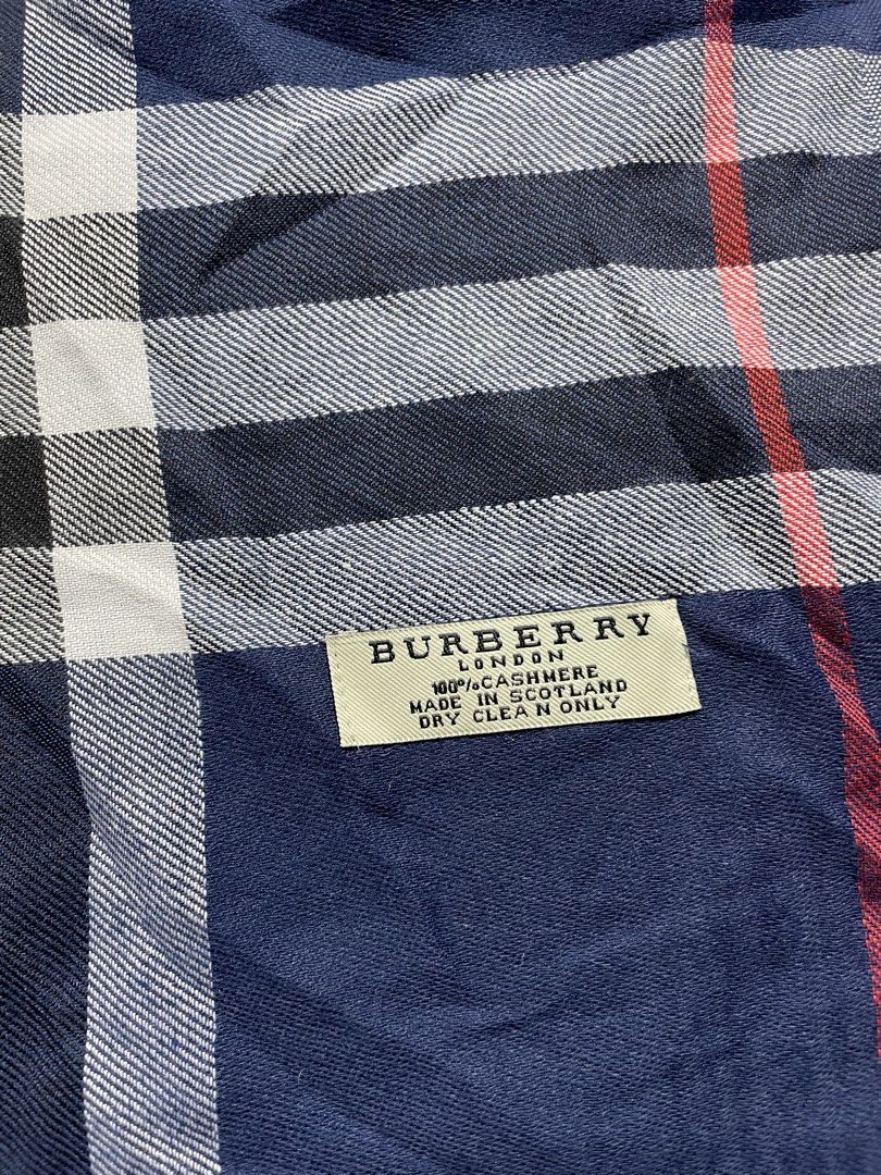 Burberry plaid shawl Navy blue (Category: Luxury Accessories) located in Taguig. Submitted by _curatedfits (Listing ID 1470317707, Image 3). Description: Burberry plaid shawl Navy blue Width 27” Length 62” No flaws - 1,100 Dm! .