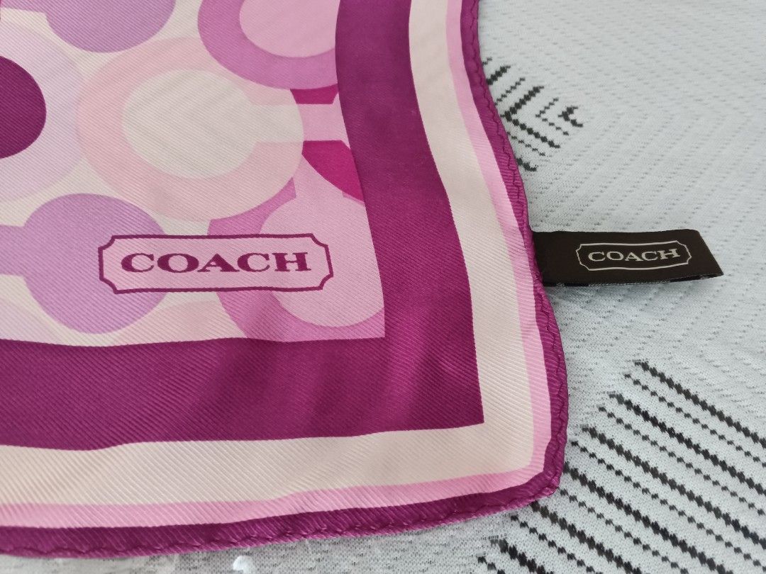 C- Pattern Silk Scarf + 84 SF (Category: Hats & Beanies) located in Cebu City. Submitted by OneStop_ThriftShop_Mo (Listing ID 1466449004, Image 3). Description: Halloween Sale 🎃🎃🎃 Authentic COACH C-Pattern Silk Scarf Purple and Pink combination Soft and smooth silk Perfect gift for your loved ones or for yourself 🫶💓🧸 Size: 26.5" x 27".