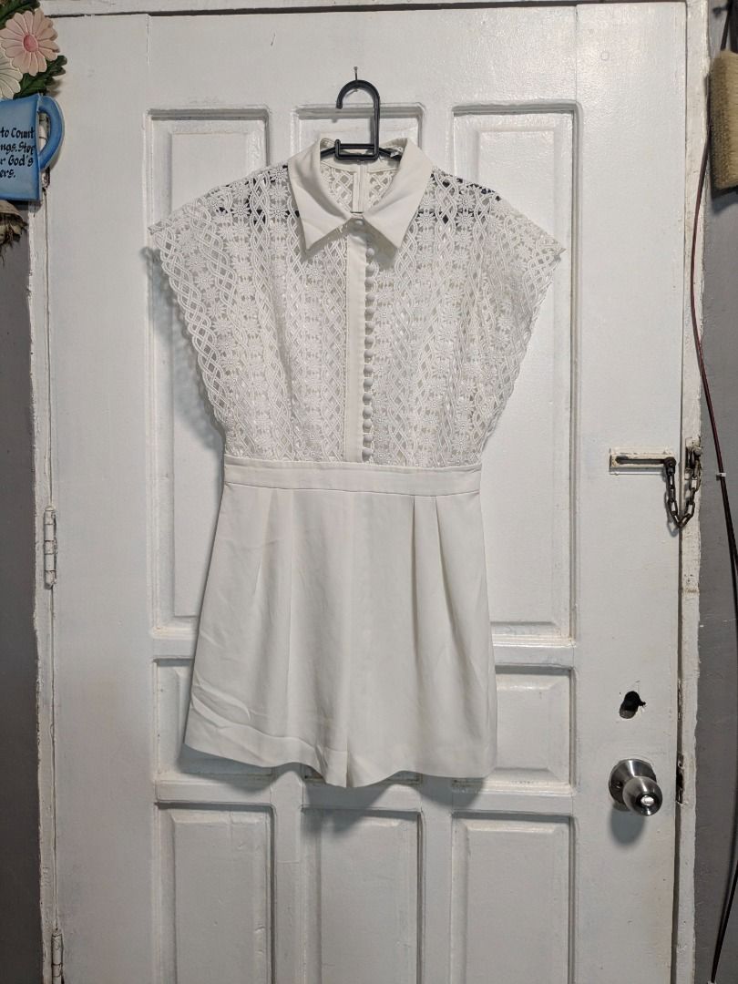 Caroline Embroid Collar White Romper (Category: Rompers) located in Quezon City. Submitted by nnncorner (Listing ID 1470328229, Image 1). Description: Original Caroline Embroidery Romper Fits small to medium Used once only for christening SRP at 46$ / 2,852 in php Bust 19 inches (fits bust line 30-38 inches) Waistline 14 inches ( 24-28 inches ) Length 33 inches Selling it low for 1,200 .