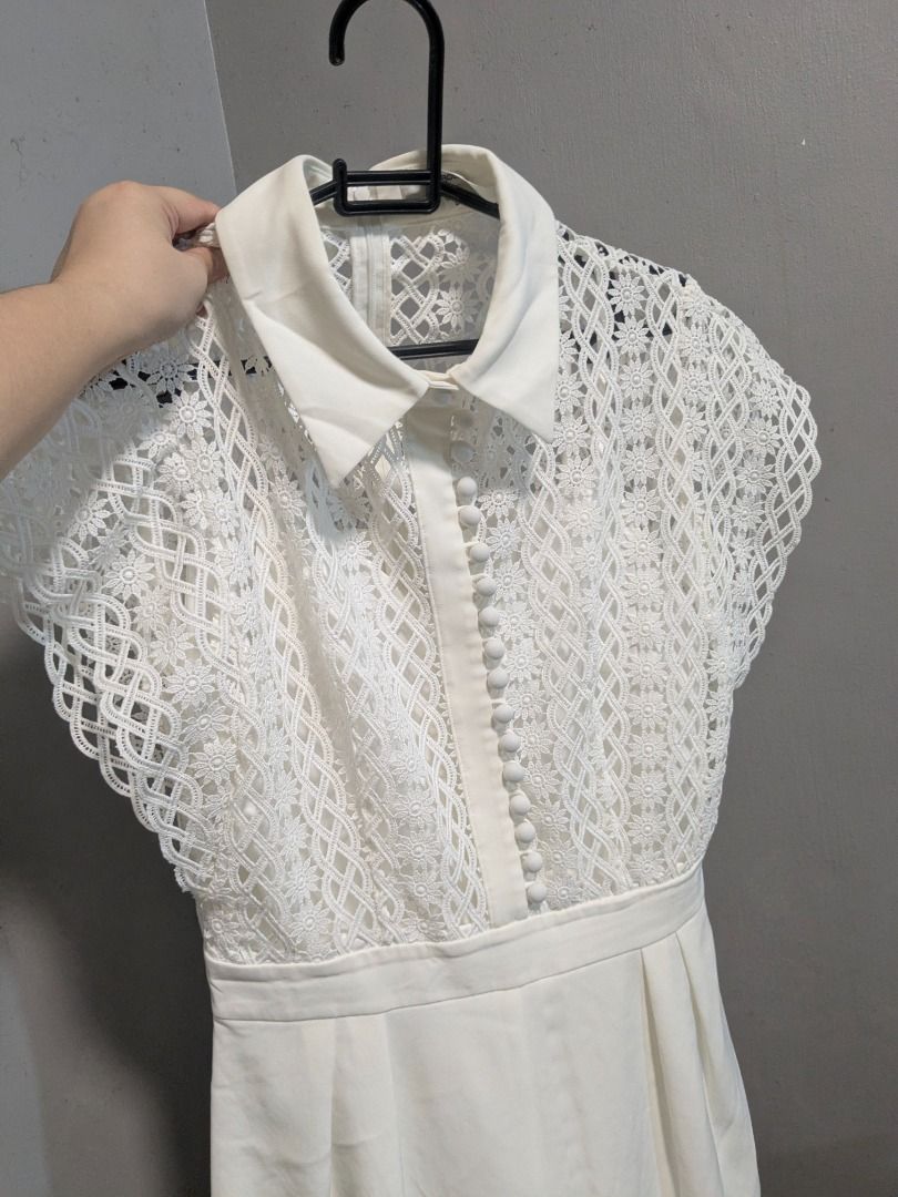 Caroline Embroid Collar White Romper (Category: Rompers) located in Quezon City. Submitted by nnncorner (Listing ID 1470328229, Image 2). Description: Original Caroline Embroidery Romper Fits small to medium Used once only for christening SRP at 46$ / 2,852 in php Bust 19 inches (fits bust line 30-38 inches) Waistline 14 inches ( 24-28 inches ) Length 33 inches Selling it low for 1,200 .