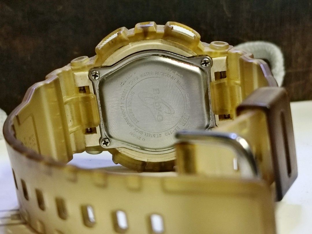 Casio Baby-G BA-110 Analog Digital Watch (Category: Women's Watches) located in Caloocan City. Submitted by watch-orig (Listing ID 1470265750, Image 3). Description: - Model: Casio Baby-G BA-110 - Design: Semi-transparent yellow resin strap and bezel - Display: Analog and digital dial with amber backlight - Movement & Durability: Quartz movement, stainless steel case back, 10 bar water resistance - Condition: Normal wear on the translucent resin 