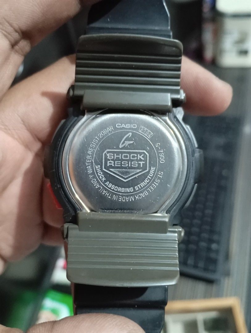 Casio G-Shock G-7900 Digital Watch (Category: Men's Watches) located in Manila. Submitted by jcaseanti (Listing ID 1470321539, Image 2). Description: - Authentic Casio G-Shock G-7900 digital watch - Durable black resin strap and bezel with striking red button accents - Shock resistant and 20 bar (200M) water resistant - Equipped with tide and moon phase graphs - Low-temperature LCD display designed for cold weather - Secure standard buckle closur