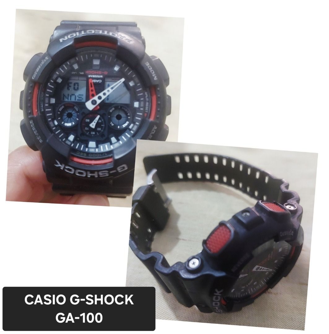 Casio G-Shock GA-100 Black Red Watch (Category: Men's Watches) located in Rizal. Submitted by marlaudesbad (Listing ID 1470238350, Image 1). Description: FOR SALE: ORIGINAL CASIO G-SHOCK GA-100 🔥 💯 NEVER BEEN USED! Looking for a tough, stylish, and reliable watch? Check this out! ✅ Original Casio G-Shock GA-100 ✅ Never been used ✅ Shock-resistant construction ✅ 200-meter water resistance ✅ Analog and digital display ✅ World time ✅ Stopwatch and