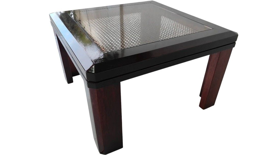 CENTER TABLE WITH GLASS TOP (Category: Tables & Sets) located in Mexico. Submitted by mgracejapansurplus (Listing ID 1470274366, Image 2). Description: NEW ARRIVAL 🔥 JAPAN LUXURY (Surplus) CENTER TABLE WITH GLASS TOP ✨ - Square Solid Wood Center Table with Glass Top - Sturdy solid wood frame in rich dark finish - Clear tempered glass top — easy to clean & protects surface - Simple, timeless design, perfect for living rooms - Dimensions: 27" × 27