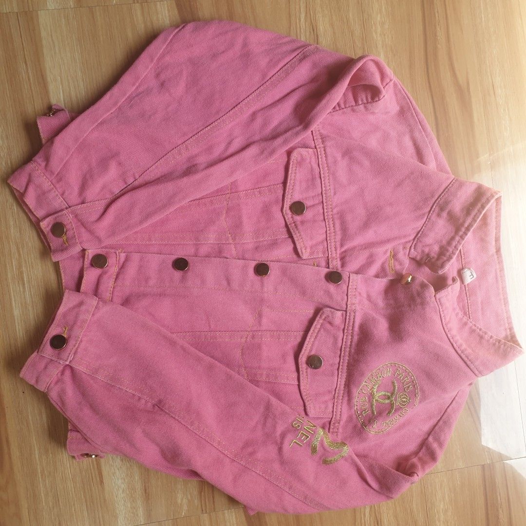 Chanel denim pink replica only (Category: Coats, Jackets and Outerwear) located in Paranaque City. Submitted by nvdluxurygoods (Listing ID 1470164222, Image 3). Description: denim jacket pink chanel note: class A only not authentic but quality is still amazing 10/10 large on tag but can fit to medium.