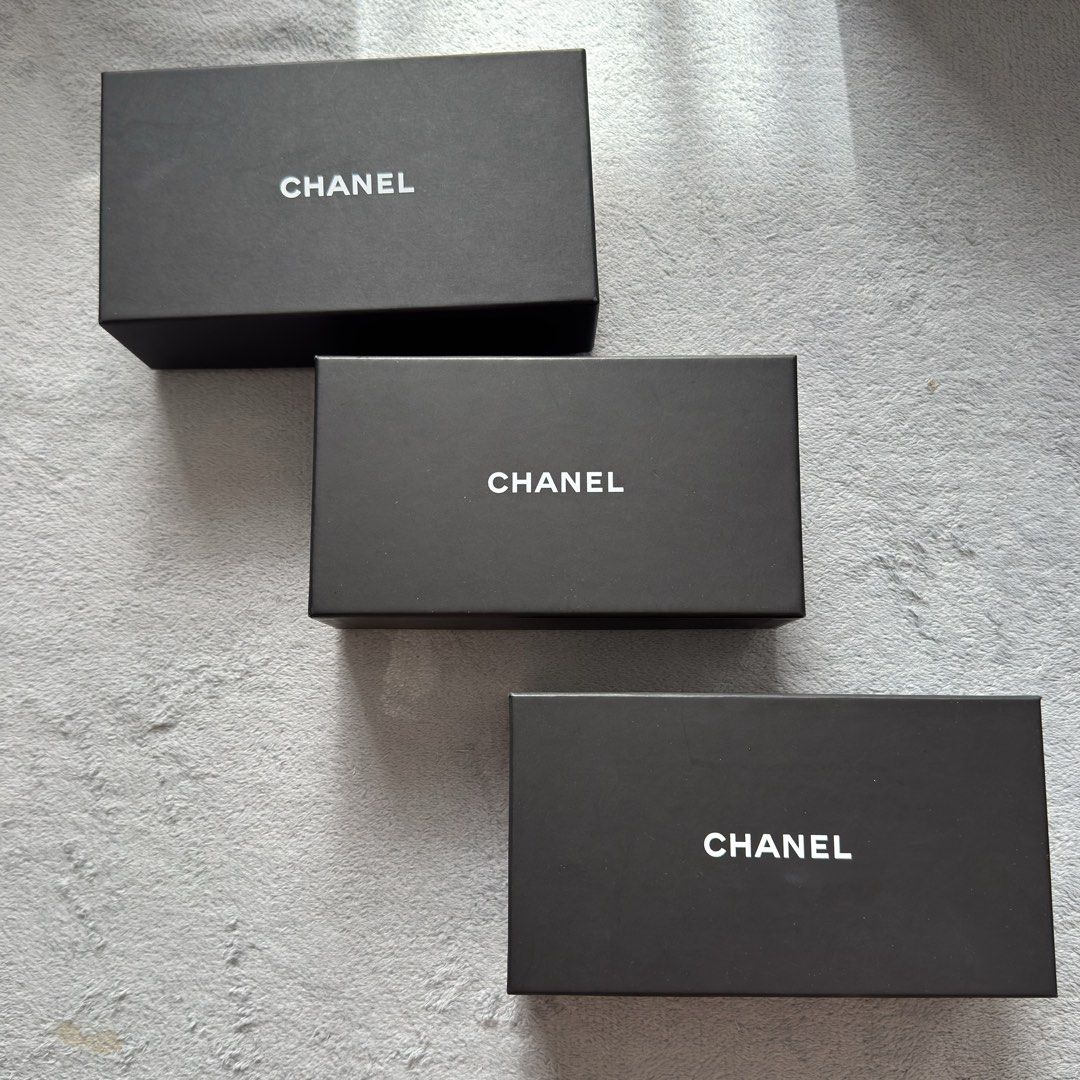 Chanel sunglasses box (Category: Luxury Accessories) located in Quezon City. Submitted by hintstreet (Listing ID 1470175777, Image 1). Description: 3 boxes .