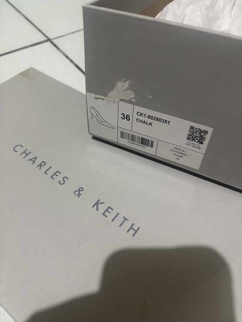Charles & Keith: Chalk Elegant Pointed Heels with Gold Accent (Category: Heels) located in Paranaque City. Submitted by floramese (Listing ID 1470337042, Image 3). Description: Used a few times, but I have to stop gaslighting myself that it’s my size when it’s too big talaga 😆 Original price is around 3k. ✿ SO chic! would keep sana ): ✿ minor scratch only, almost good as new ✿ perfect for all occasions ✿ white/cream color.