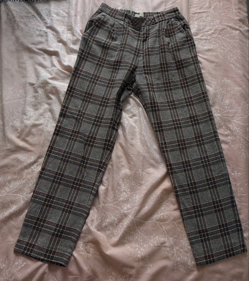 Checkered Straight Leg Ankle Trousers (Category: Babies & Kids Fashion) located in Santa Rosa. Submitted by shopaholicscastle (Listing ID 1470171053, Image 1). Description: - Brown and grey plaid pattern - Elastic waistband at the back for all-day comfort - Flattering straight cut fit - Versatile neutral tones that match easily with basic tops and knitwear -Kids 13-14.