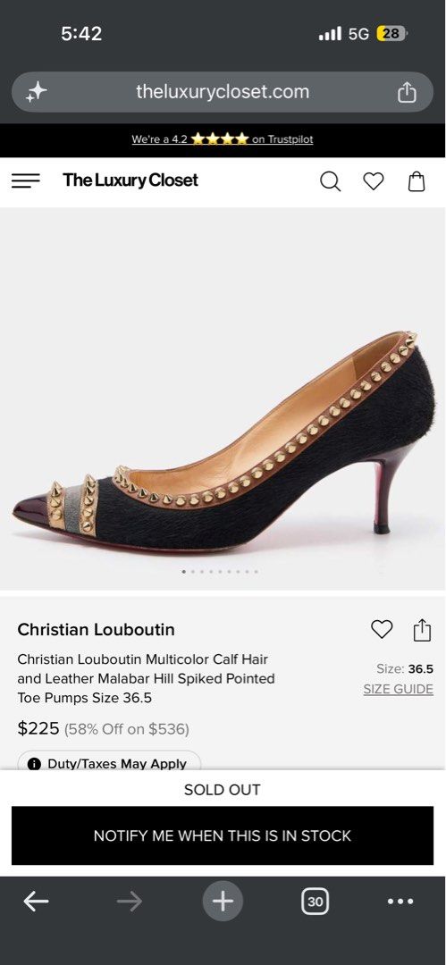 Christian Louboutin sandals (Category: Dress Shoes) located in Zamboanga. Submitted by thriftitup0430 (Listing ID 1470249944, Image 2). Description: Excellent condition Size 35 Very mininal issue see last pic .