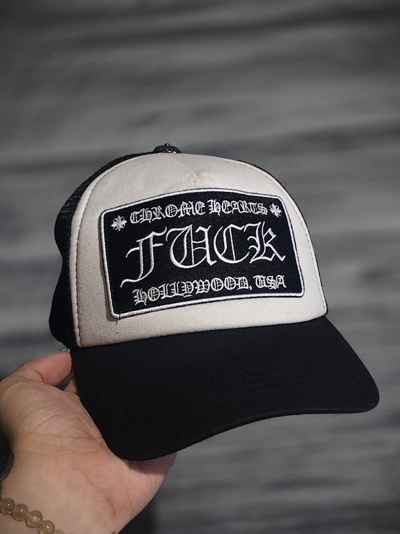 Chrome hearts (Category: Caps & Hats) located in Marikina City. Submitted by duaaaaa (Listing ID 1470306405, Image 1). Description: Chrome hearts trucker hat No issue Excellent condition.