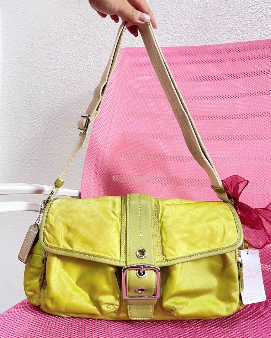 Coach Lime Green Nylon Soho Hampton Two-way (Category: Shoulder Bags) located in Manila. Submitted by skyevault.ph (Listing ID 1470345182, Image 1). Description: dm me for more details.