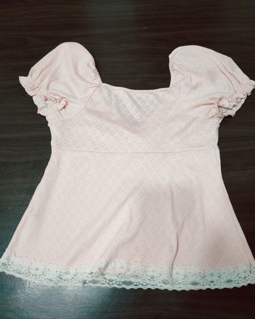 Coquette top with heart shape pendant💕 (Category: Shirts) located in Bulacan. Submitted by ierwenyarnz (Listing ID 1470161703, Image 3). Description: ⚠️PLEASE READ DESCRIPTION • Size: M to L •Price is set •Be aware that the tops I sell are thrifted, or pre-loved and so, there will be signs of use but I will always point it out for you. •Shipping through J&T Express.