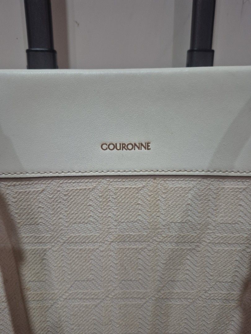 Couronne Beige Monogram Tote Shoulder Bag (Category: Luxury Bags & Wallets) located in Iloilo. Submitted by gorgeoustatz (Listing ID 1470288597, Image 2). Description: - Brand/Model: Couronne Tote Bag - Color/Material: Cream & beige monogram jacquard with light leather side panels - Hardware: Gold-tone branding - Straps: Dual adjustable shoulder straps with buckle details - Interior: Roomy and spacious for daily essentials - Condition: Clean fabr