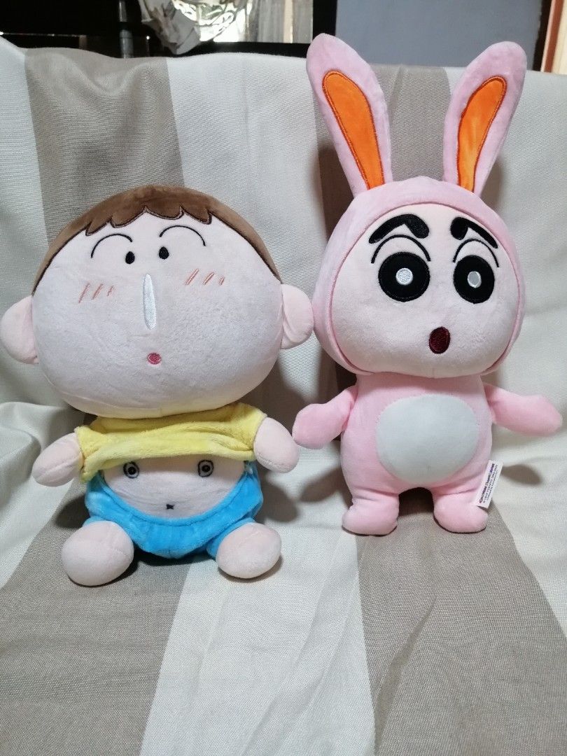 Crayon Shin-chan and Shiro plush toy bundle (Category: Plushies & Soft Toys) located in Angono. Submitted by rlinee_93 (Listing ID 1470165206, Image 2). Description: - Collection of Crayon Shin-chan plush toys including Shin-chan, Shiro, and other characters - Features Shin-chan in various fun outfits - Made with soft, huggable fabric material - Sold as a bundle - Clean and well-kept condition.
