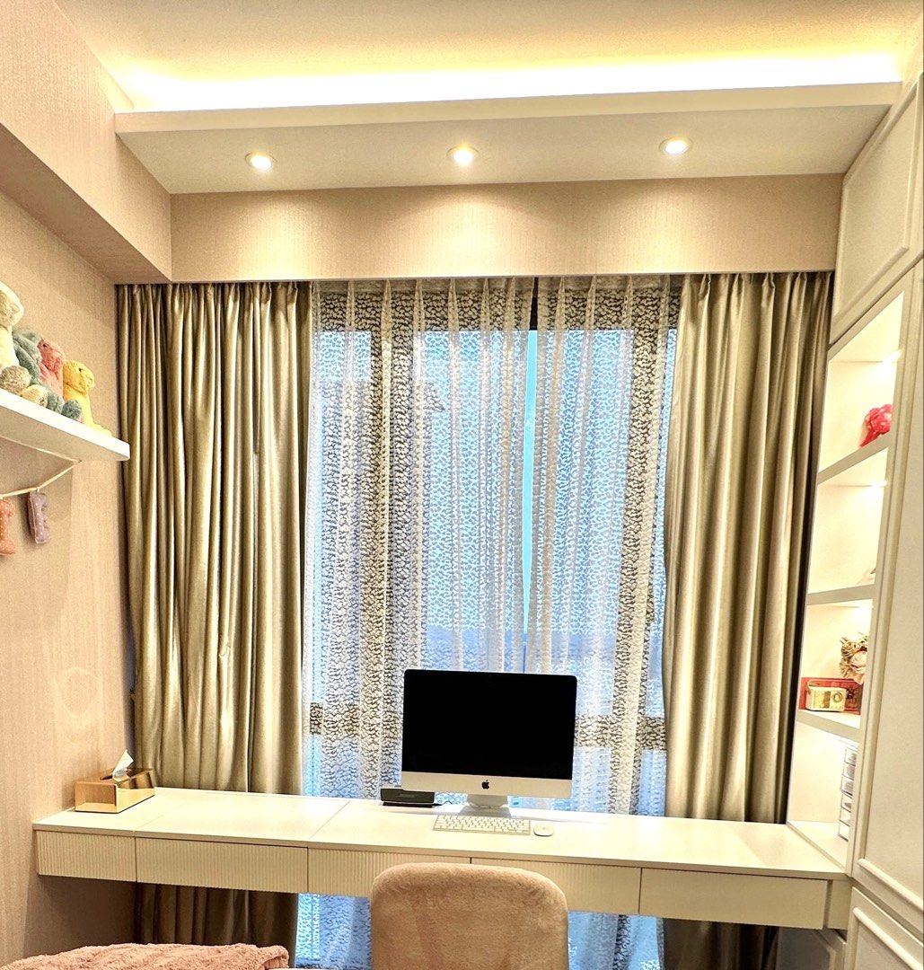 Tan Readdy Curtain Sets (Day & Night), Furniture & Home Living, Home Decor ...