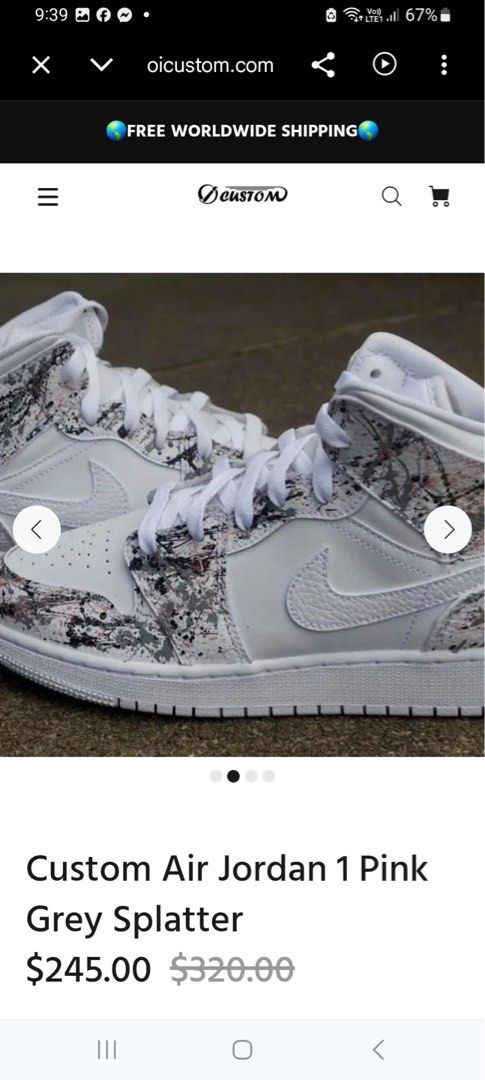 Custom One Piece Air Jordan 1 Size 42 (Category: Sneakers) located in Caloocan City. Submitted by Twinsters_2nd (Listing ID 1470260898, Image 2). Description: - Custom One Piece high-top sneakers with hand-drawn Luffy face - Colorway: White base with bold black line work and pink accents - Size: EU 42 - Comes with white laces - Condition: Worn, featuring visible signs of use on the soles and toe box - payment first, sh0pee checkout - loc: Camarin