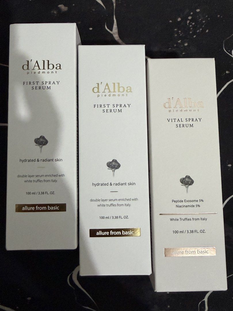 Dalba Spray Serum (Category: Face Care) located in Makati City. Submitted by mtcfashionfinds (Listing ID 1470271743, Image 1). Description: Dalba First Spray Serum - 2pcs Dalba Vital Spray Serum - 1 pc.