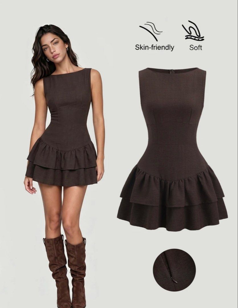 Dark Brown A-Line Dress (Category: Dresses) located in Guiguinto. Submitted by octowbr (Listing ID 1470163449, Image 3). Description: size medium, never worn.