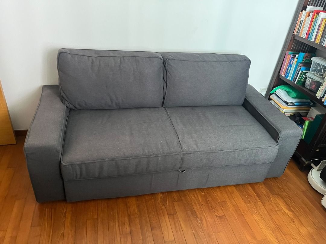 Dark Grey Pull Out Sofa Bed with Slatted Base, Furniture & Home Living ...