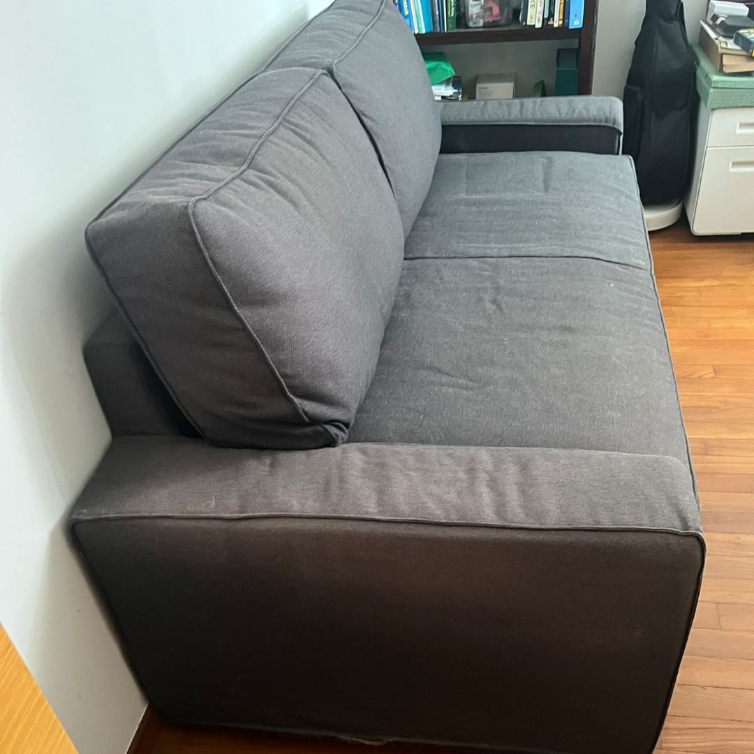 Dark Grey Pull Out Sofa Bed with Slatted Base, Furniture & Home Living ...