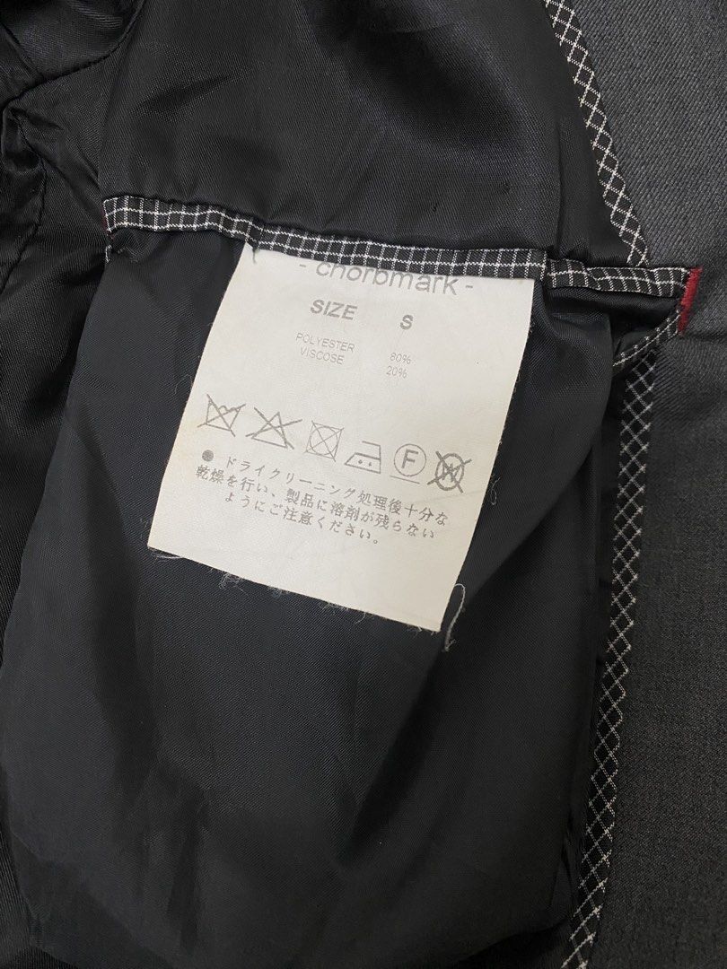 Dark Grey Single Button Blazer Jacket (Category: Coats, Jackets and Outerwear) located in Pasig City. Submitted by crybbeee (Listing ID 1470279576, Image 3). Description: - Brand: Chorbmark - Size: on tag Small, Large on me - Color: Dark Grey - Closure: Single front button - Pockets: Front welt pockets and chest pocket square detail - Cuffs: Four decorative buttons - Lining: Fully lined interior with Shoulder pads - Condition: Excellent, ready to