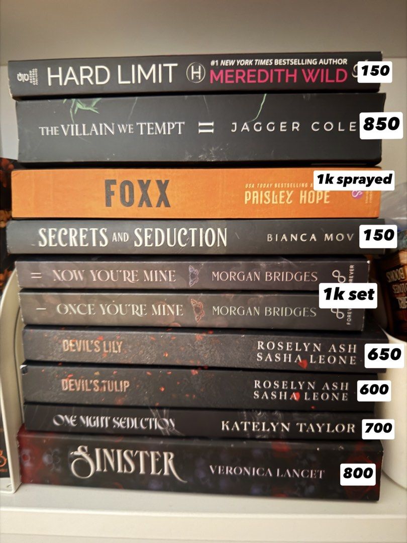 dark romance books (Category: Storybooks) located in Rizal. Submitted by cessymeseeds (Listing ID 1470238435, Image 2). Description: all us ed, no spine crease, highlights or annotations. prices already indicated. no haggling. 📍cainta mop: gcash or maribank mod: j&t or lalamove.