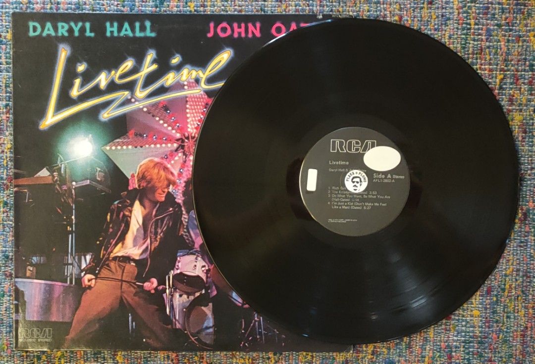 Daryl Hall & John Oates - Livetime LP Vinyl Record (Category: Vinyls) located in Quezon City. Submitted by plaka.o.plomo (Listing ID 1470224188, Image 3). Description: Artist(s) : Daryl Hall & John Oates Album : Livetime Year : 1978 Media : VG+ Color : Black Sleeve : VG+ No. : 1x Vinyl Size : 12" RPM : 33 Country : US Catalog No. : AFL1-2802 Tracklist : - Side A 1. Rich Girl 3:36 2. The Emptyness 3:53 3. Do What You Want, Be What You Are 6:54 4. 
