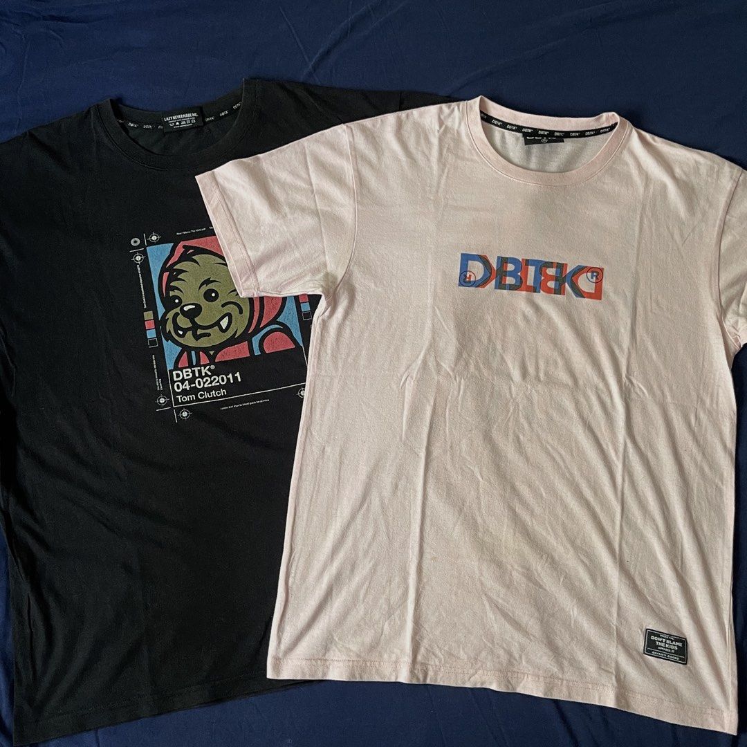 DBTK Tees as pack (Category: Tshirts & Polo Shirts ) located in Marikina City. Submitted by pyolo (Listing ID 1470205392, Image 1). Description: AS PACK DBTK x Bratpack Warp Tee Pink Medium Pit to pit: 20.5 in Length: 28 in DBTK Tom Clutch Tee Large Pit to pit: 23 in Length: 28.5 in.