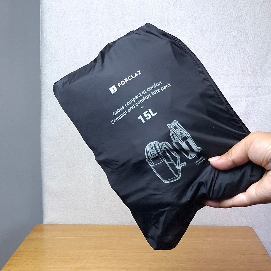 Packable Decathlon Forclaz 2wag Bag (Category: Tote Bags) located in Baguio. Submitted by kathuu27 (Listing ID 1470226365, Image 2). Description: Decathlon Forclaz 2way Bag 15L Can be TOTE BAG / BAGPACK Packable Excellent condition Baguio City Based (open for dropping/meet-up) Outside Baguio - Payment First Shipping +SF Courier: Jnt.