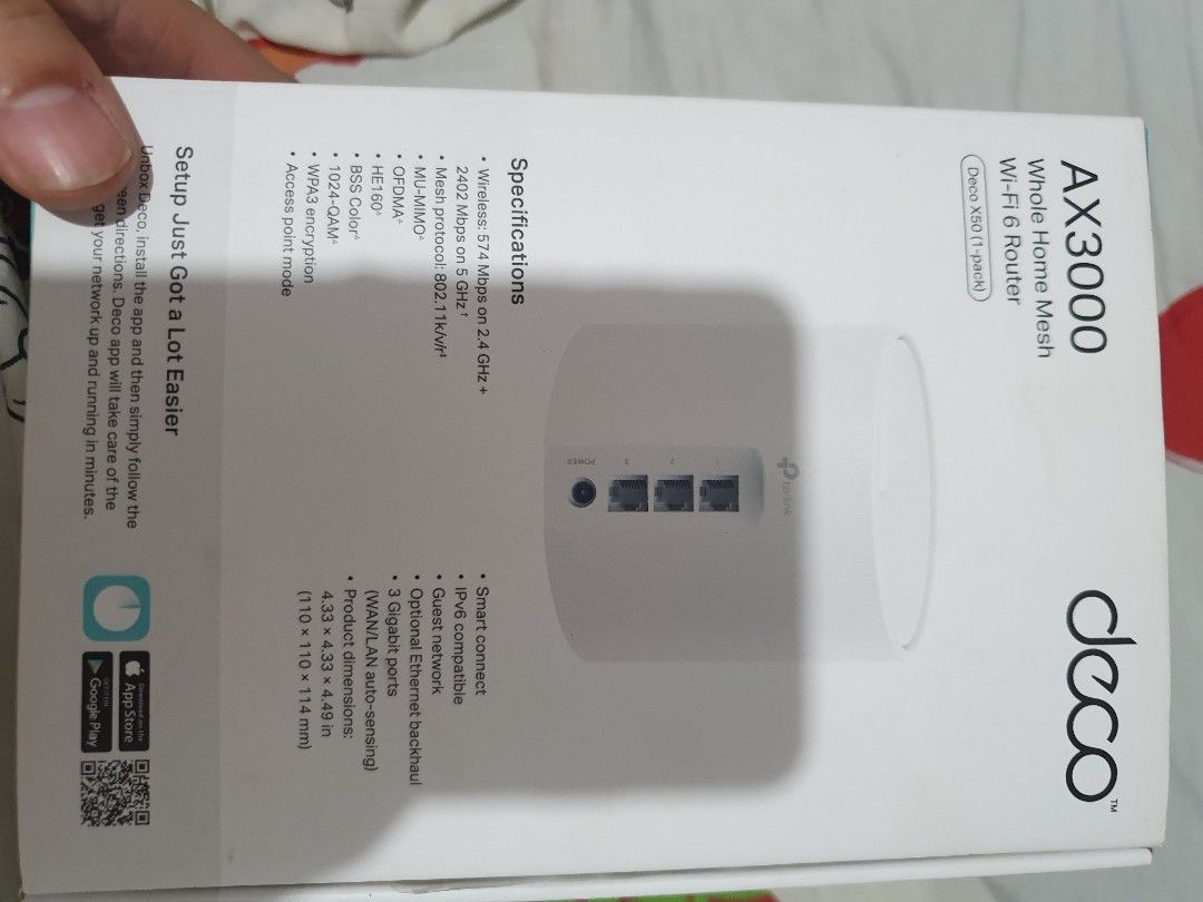 Deco ax3000 x50 Mesh Wifi (Category: Networking) located in Valenzuela. Submitted by onlineshopnia (Listing ID 1470206278, Image 3). Description: only used to test with box and cable.