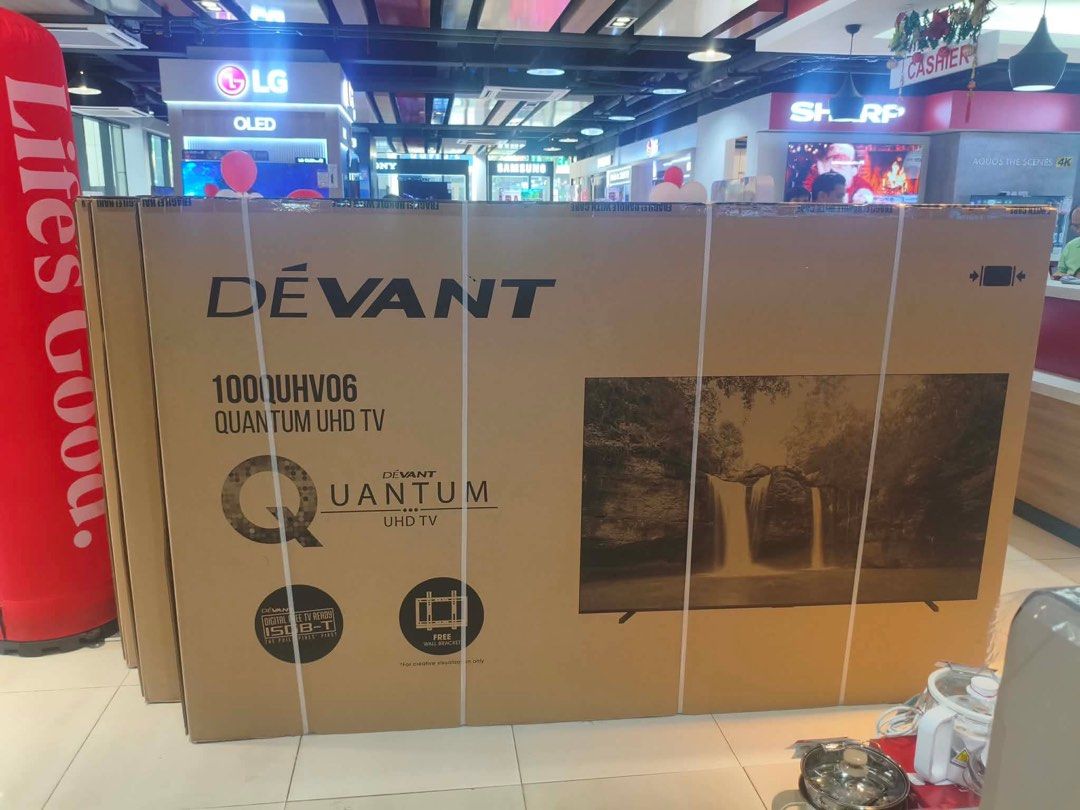 DEVANT 100 inches QUANTUM UHD SMART TV 100QUHV06 (Category: TV) located in Quezon City. Submitted by maryann5721 (Listing ID 1470310488, Image 1). Description: DEVANT 100 inches QUANTUM UHD SMART TV 100QUHV06 SUPPORTS DOLBY VISION HDR 10+ FILM MAKER MODE DOLY ATMOS SURROUND SOUND AUTO LOW LATENCY MODE VRR ACCEL MOTION 100QUHV06-119,500 Brand new and sealed with warranty and receipt 7 days replacement on factory defect only provided it was checked