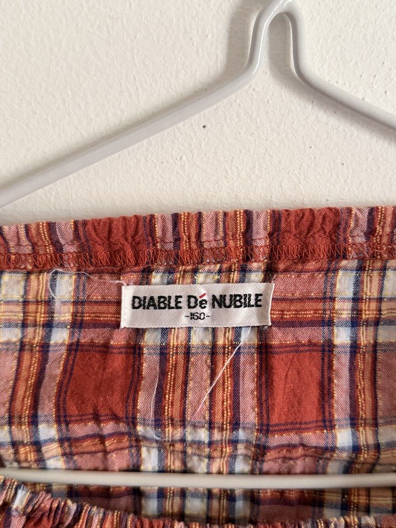 Diable De Nubile Plaid Red Off-Shoulder Blouse (Category: Blouses) located in Imus. Submitted by dayseasons (Listing ID 1470199696, Image 2). Description: - Red and white plaid off-shoulder top - Relaxed fit with short sleeves .