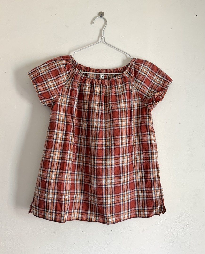 Diable De Nubile Plaid Red Off-Shoulder Blouse (Category: Blouses) located in Imus. Submitted by dayseasons (Listing ID 1470199696, Image 3). Description: - Red and white plaid off-shoulder top - Relaxed fit with short sleeves .