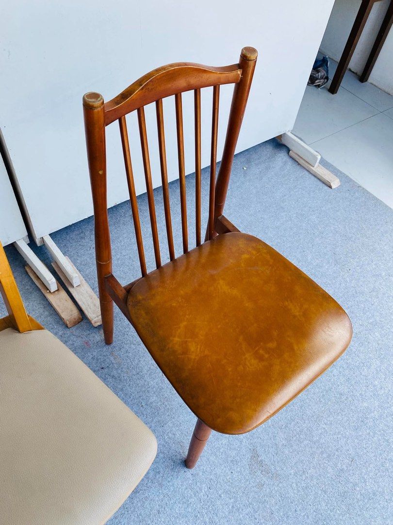 Dining Chairs (Category: Chairs) located in Manila. Submitted by elliefurnies31 (Listing ID 1470270299, Image 3). Description: "JAPAN SURPLUS" 2PCS DINING CHAIRS SIZE: Dining Chair: 16L" x 17W" x 17Sh" x 32H" inches Swivel Chair: 17L" x 18W" x 17Sh" x 29H" inches (AS-IS ITEM) IN GOOD CONDITION.