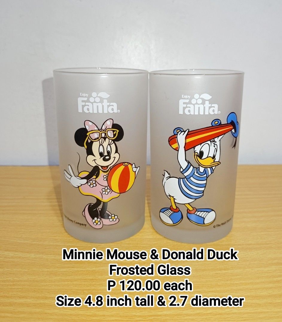 Disney Donald & Minnie Glass (Category: Other Kitchenware & Tableware) located in Binan City. Submitted by mayjhe (Listing ID 1470165572, Image 1). Description: 💛 For Sale 💛 🌸 Disney Minne & Donald 🍀 Frosted Glass 📍 Condition: Good 💰 Price is ₱ 120.00 each 👉 Other details posted 🇵🇭 Location Biñan Laguna 🛵 Courier J& T and Lalamove 📋 Shipping by schedule 📍 NO COD & COP 📌 All items are carefully packed and labeled with Fragile stickers
