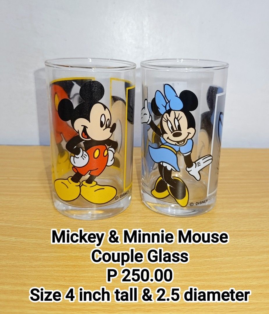 Disney Mickey & Minnie Couple Glass (Category: Other Kitchenware & Tableware) located in Binan City. Submitted by mayjhe (Listing ID 1470165732, Image 1). Description: 💛 For Sale 💛 🌸 Disney Mickey & Minnie Mouse 🍀 Couple Glass 📍 Condition: Good 💰 Price is ₱ 250.00 👉 Other details posted 🇵🇭 Location Biñan Laguna 🛵 Courier J& T and Lalamove 📋 Shipping by schedule 📍 NO COD & COP 📌 All items are carefully packed and labeled with Fragile 