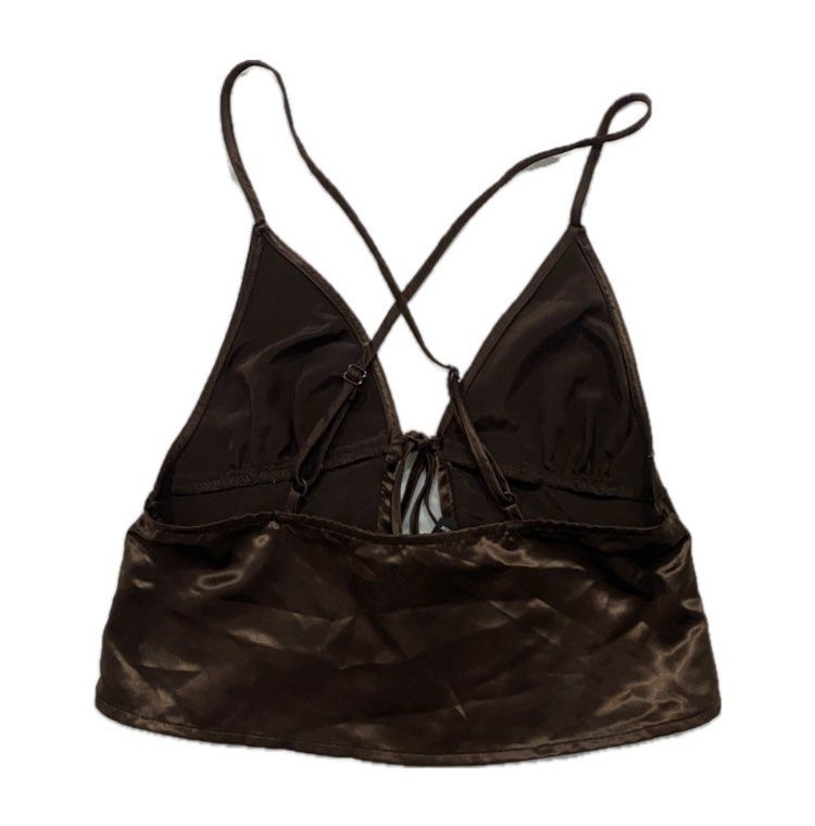 Divided H&M Brown Satin Crop Top (Category: Sleeveless) located in Antipolo. Submitted by mfl_08 (Listing ID 1470301971, Image 2). Description: H&M Brown satin crop top ❗️no ww pic ❗️non nego ❗️delivery thru j&t or lalamove.