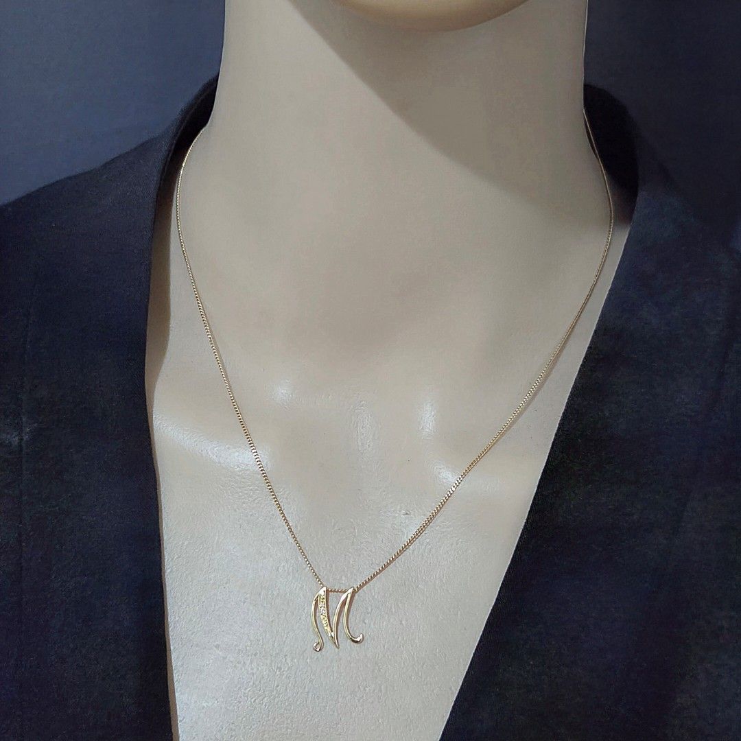 Dream Shoppers Diamonds Earrings (Category: Earrings) located in Manila. Submitted by dreamshopper_manila (Listing ID 1470189799, Image 1). Description: M initial pendant necklace in K18 Japan Gold.