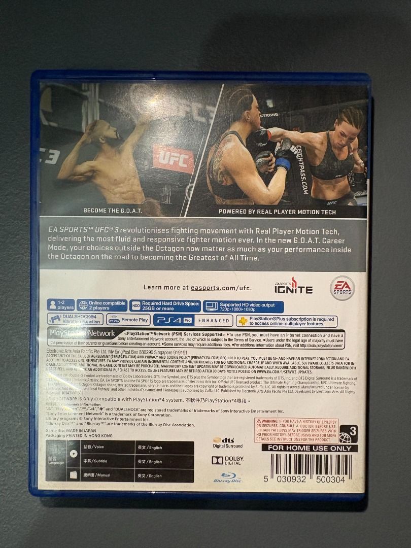 EA Sports UFC 3 (Category: PlayStation) located in Quezon City. Submitted by zeusdclutters (Listing ID 1470290872, Image 3). Description: No issues with the game. Case has minor scratches. PAYMENT METHODS: GCash or Cash - Meetup GCash only - Online.